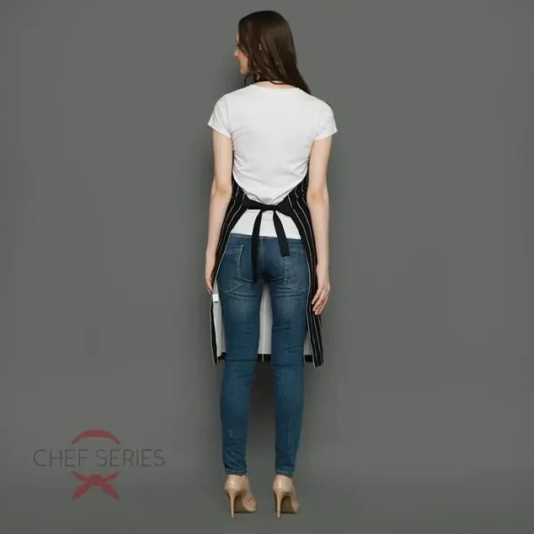 Chef Series Big STRIPE Series Full Panjang Apron - Hitam - Image 4