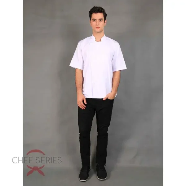 Chef Series Basic Tangan Pendek Baju Koki -  Putih - Image 6