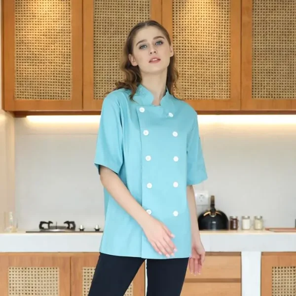 Chef Series Simple Series Tangan Pendek Baju Koki - Teal