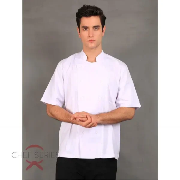 Chef Series Basic Tangan Pendek Baju Koki -  Putih - Image 2