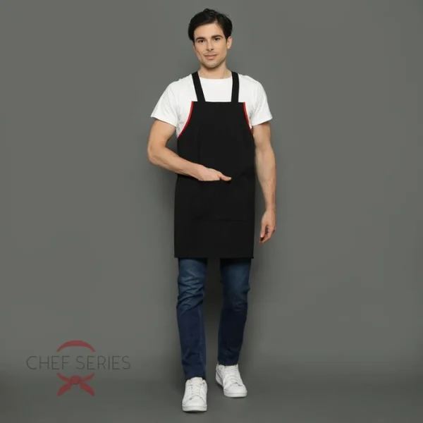 Chef Series Ruby X Series Full Panjang Apron - Hitam Merah - Image 4