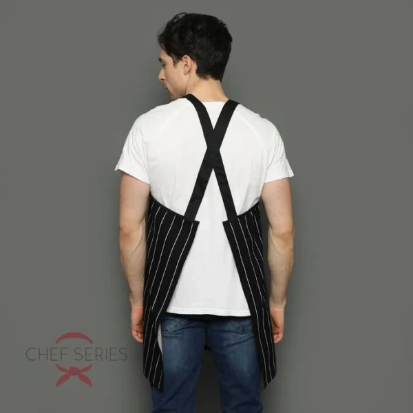 Chef Series Big Stripe X Series Full Panjang Apron - Hitam - Image 3