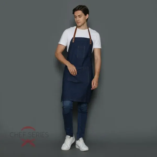 Chef Series Dark Blue Jeans Full Panjang Apron - Blue Jeans - Image 3