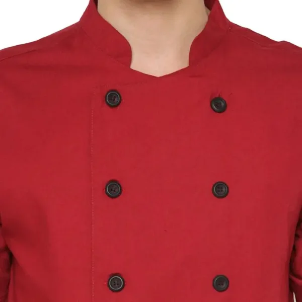 Chef Series SIMPLE Series Tangan Pendek Baju Koki - Merah Tua - Image 6