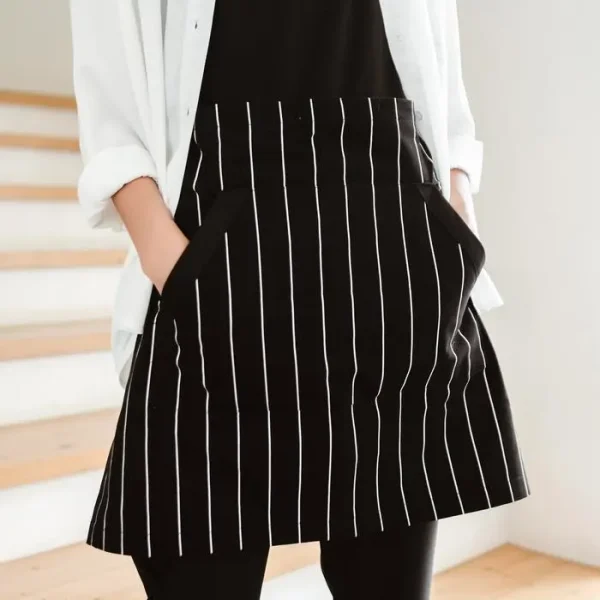 Chef Series Big STRIPE Series Half Pendek Apron - Hitam