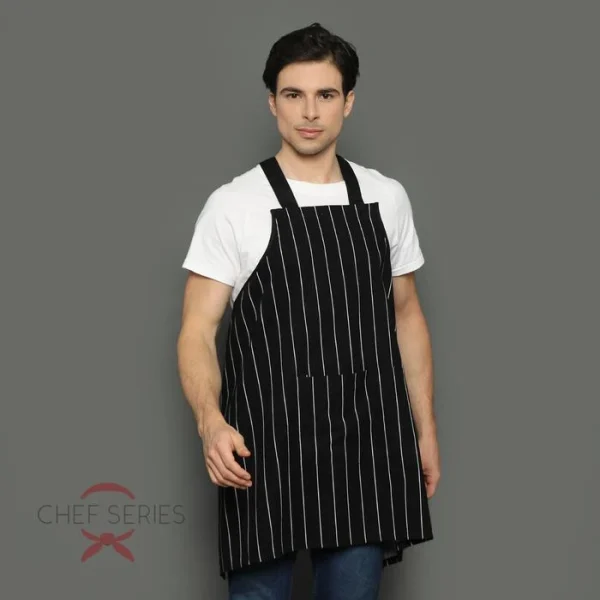 Chef Series Big Stripe X Series Full Panjang Apron - Hitam
