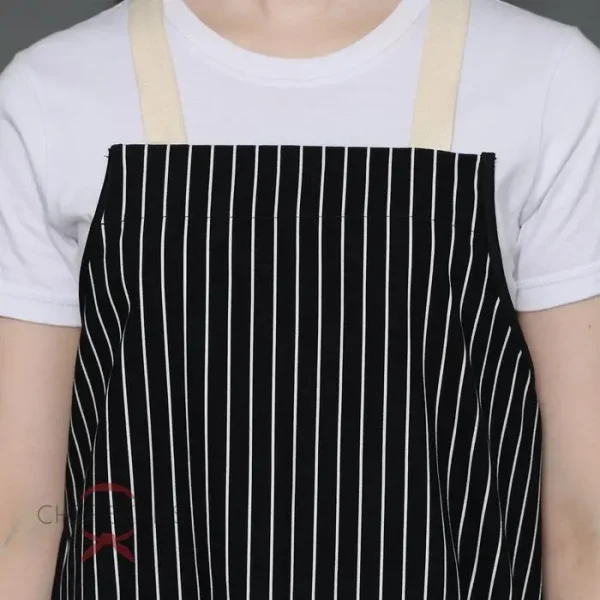 Chef Series Small Stripe X Series Full Panjang Apron - Hitam - Image 6
