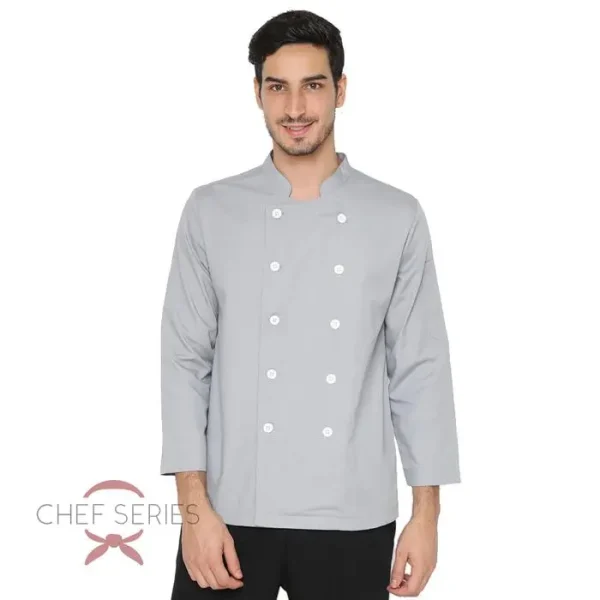 Chef Series SIMPLE Series Tangan Panjang Baju Koki - Abu-abu - Image 2