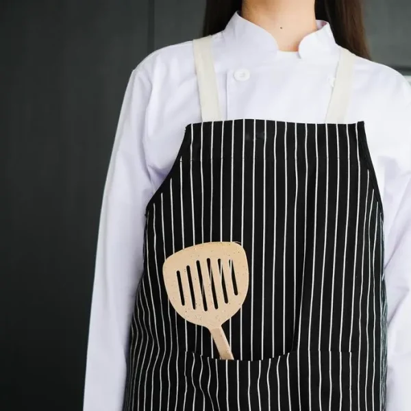 Chef Series Small Stripe X Series Full Panjang Apron - Hitam