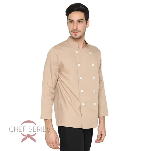 Chef Series SIMPLE Series Tangan Panjang Baju Koki - Krem - Image 3