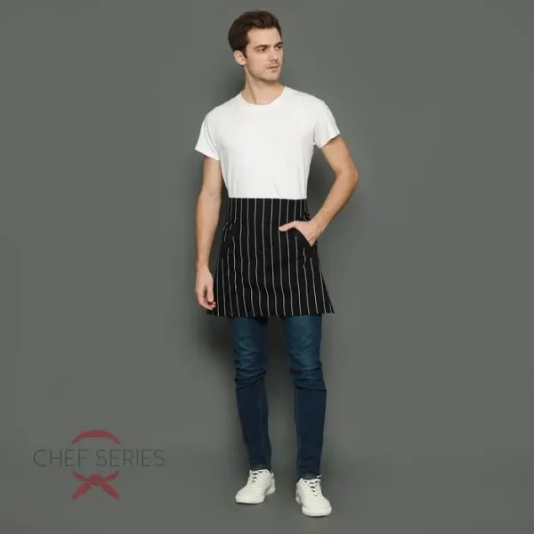 Chef Series Big STRIPE Series Half Pendek Apron - Hitam - Image 2