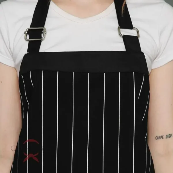 Chef Series Big STRIPE Series Full Panjang Apron - Hitam - Image 6