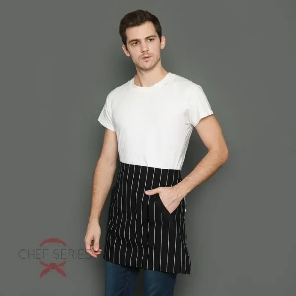 Chef Series Big STRIPE Series Half Pendek Apron - Hitam - Image 4