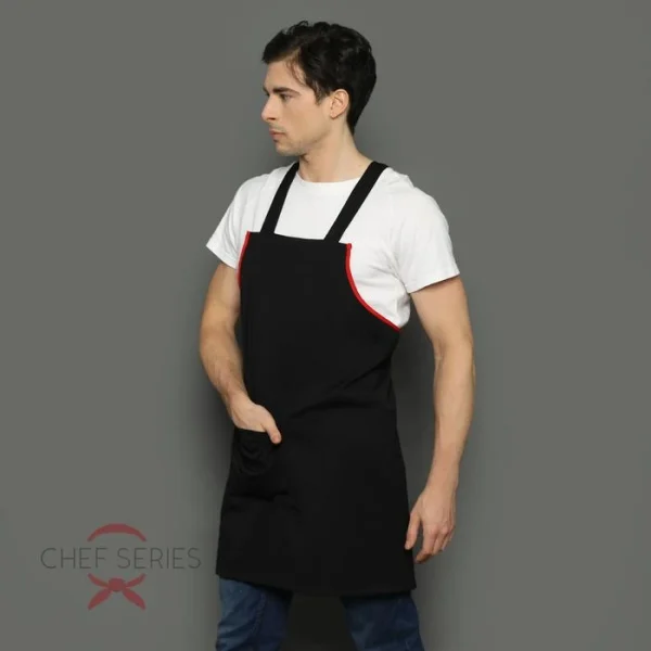 Chef Series Ruby X Series Full Panjang Apron - Hitam Merah - Image 2