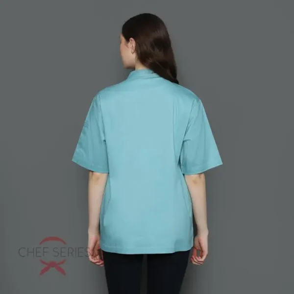 Chef Series Simple Series Tangan Pendek Baju Koki - Teal - Image 4