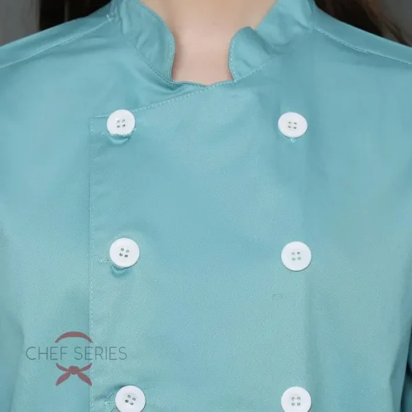 Chef Series Simple Series Tangan Pendek Baju Koki - Teal - Image 6