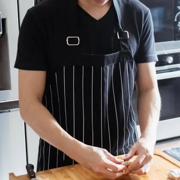 Chef Series Big STRIPE Series Full Panjang Apron - Hitam
