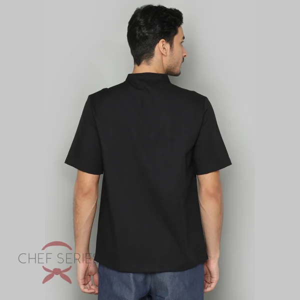Chef Series SIMPLE Series Tangan Pendek Baju Koki - Hitam Kancing Putih - Image 4