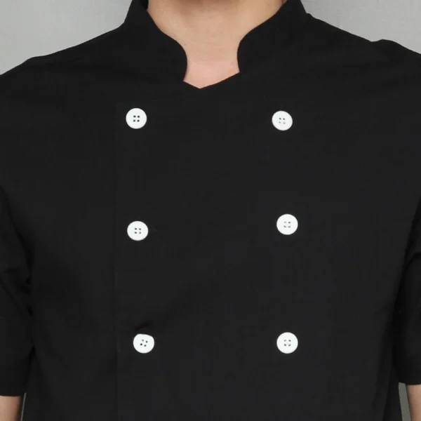 Chef Series SIMPLE Series Tangan Pendek Baju Koki - Hitam Kancing Putih - Image 6