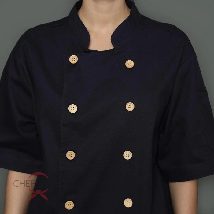 Chef Series Gneiss Series Tangan Pendek Baju Koki - Hitam Navy - Image 5