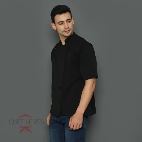 Chef Series Classic Series Tangan Pendek Baju Koki - Hitam - Image 2