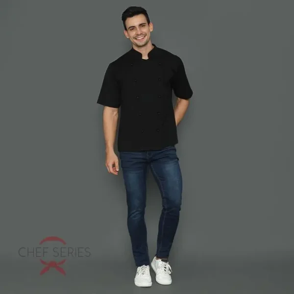 Chef Series Classic Series Tangan Pendek Baju Koki - Hitam - Image 4