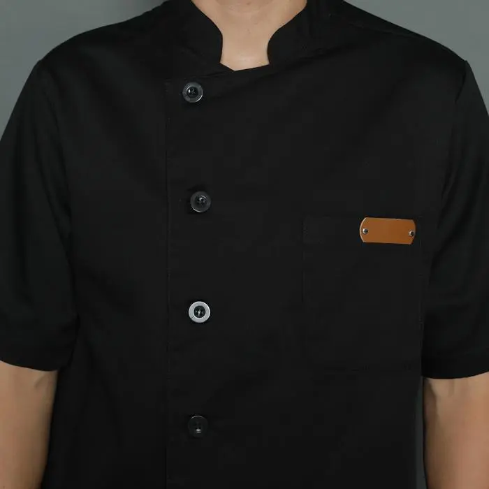 Black Mesh Series Tangan Pendek Baju Koki B - Hitam - Image 5