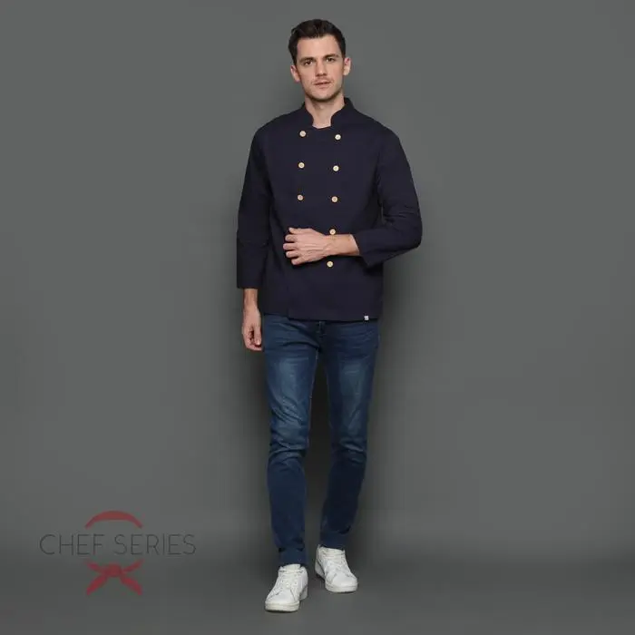 Chef Series Gneiss Series Tangan Panjang Baju Koki - Hitam Navy - Image 4