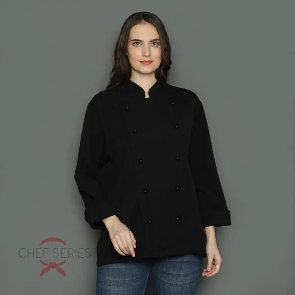 Chef Series Classic Series Tangan Panjang Baju Koki - Hitam - Image 2