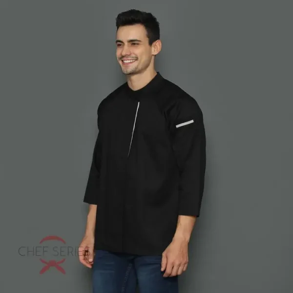 Chef Series Diamond Series Tangan Panjang Baju Koki - Hitam - Image 3