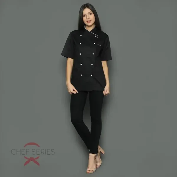 Chef Series Prime Series Tangan Pendek Baju Koki - Hitam - Image 5