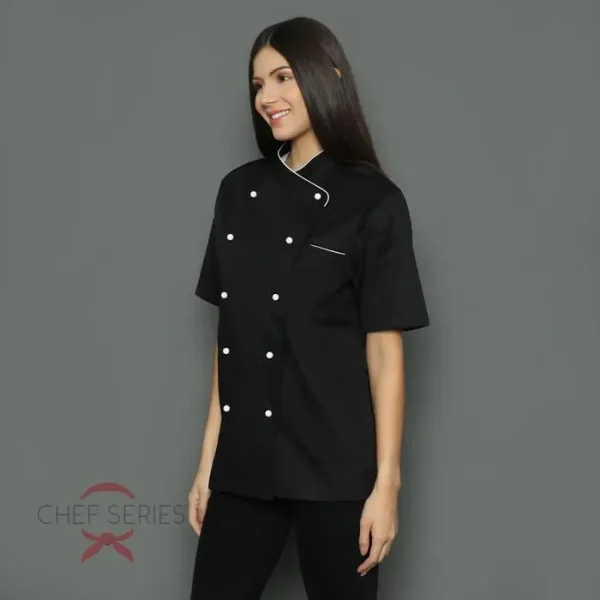 Chef Series Prime Series Tangan Pendek Baju Koki - Hitam - Image 3