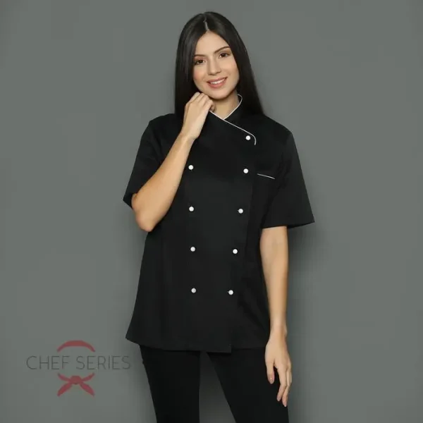 Chef Series Prime Series Tangan Pendek Baju Koki - Hitam - Image 2