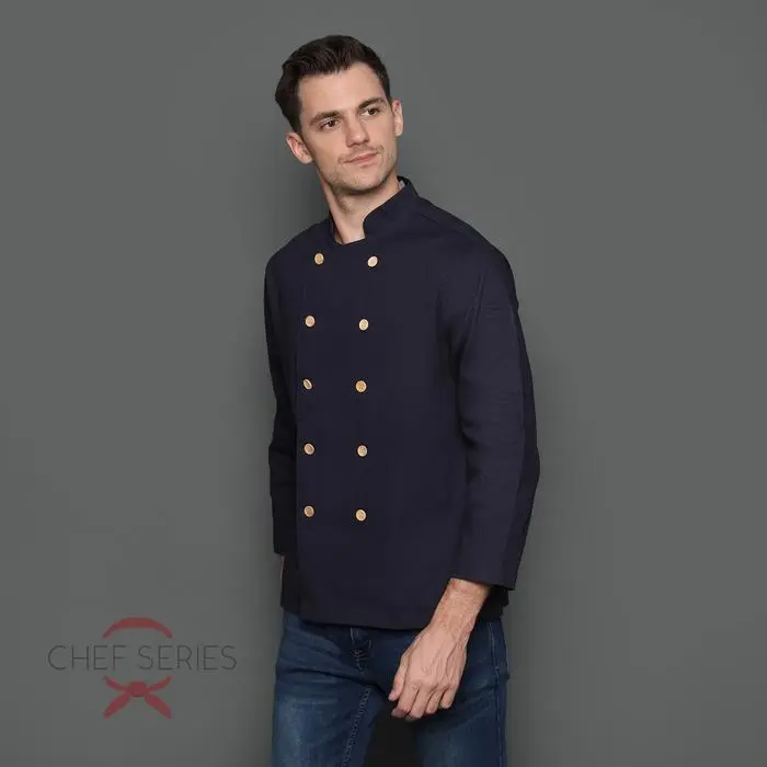Chef Series Gneiss Series Tangan Panjang Baju Koki - Hitam Navy - Image 2