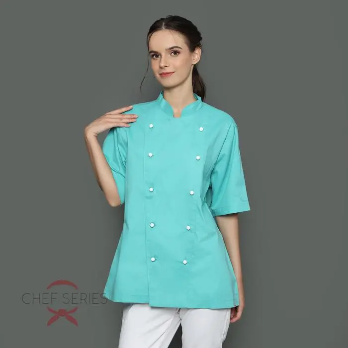 Chef Series Classic Series Tangan Pendek Baju Koki - Teal - Image 2