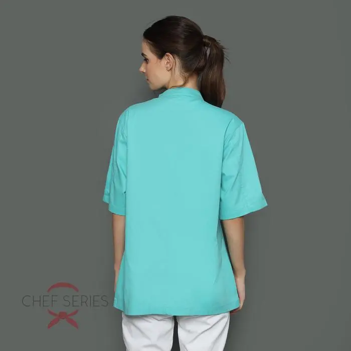 Chef Series Classic Series Tangan Pendek Baju Koki - Teal - Image 3