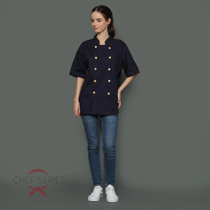 Chef Series Gneiss Series Tangan Pendek Baju Koki - Hitam Navy - Image 4